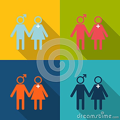 Man and woman icon Modern style. Vector Illustration