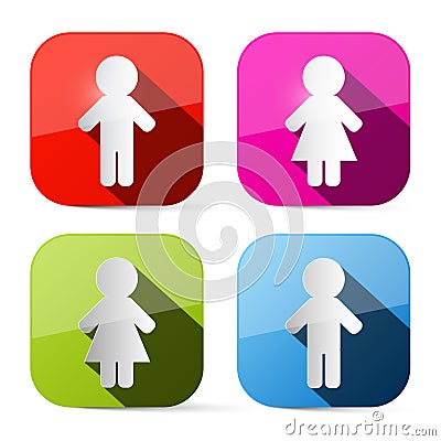 Man and Woman Icons - Buttons Vector Illustration