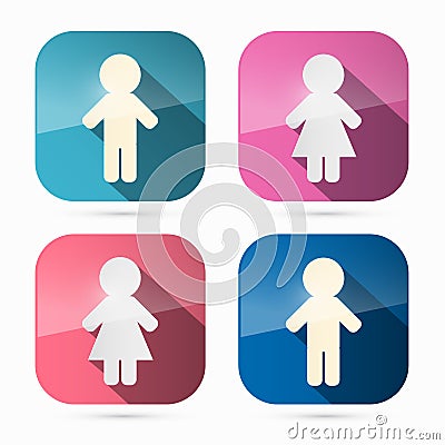 Man and Woman Icons, Symbols Set Vector Illustration