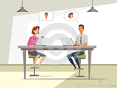 Man and woman at job interview vector illustration Vector Illustration