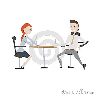 Man and woman in job interview vector illustration Vector Illustration