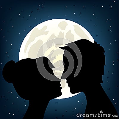 Man and woman kissing Vector Illustration