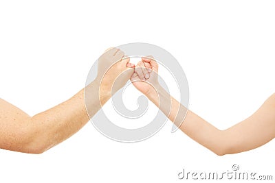 Man and woman little fingers, arm gesture Stock Photo