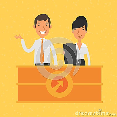 Man and woman manager and reception Vector Illustration