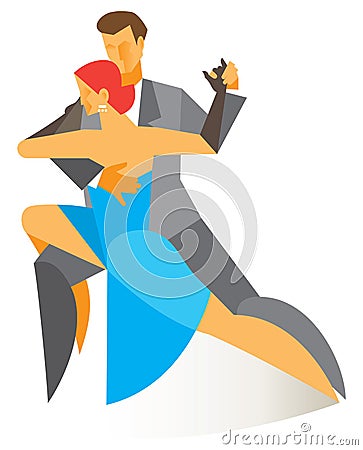 Man and woman passionately dancing tango Vector Illustration