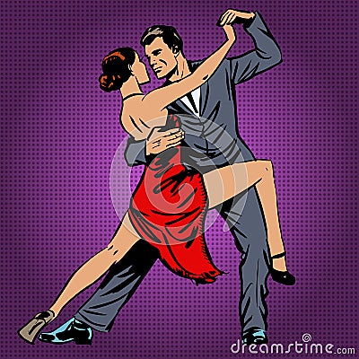Man and woman passionately dancing the tango pop art Stock Photo