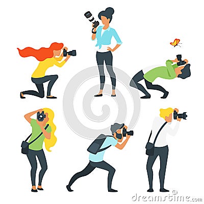 Man and woman photographer Vector Illustration