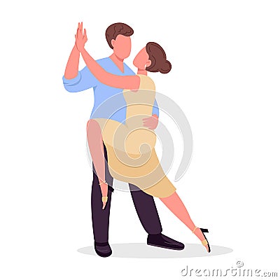 Man with woman practicing latin dance class semi flat color vector characters Vector Illustration