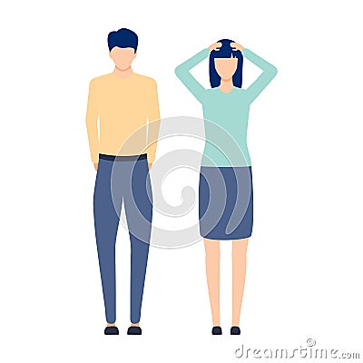 Man and woman problem. Emotional people vector illustration. Vector Illustration