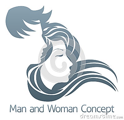 Man and Woman Profile Concept Vector Illustration