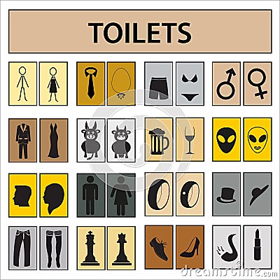 Man and woman public toilets colorful icons Vector Illustration