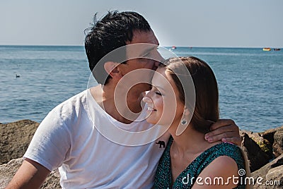 Man and woman on the sea 2017 Stock Photo