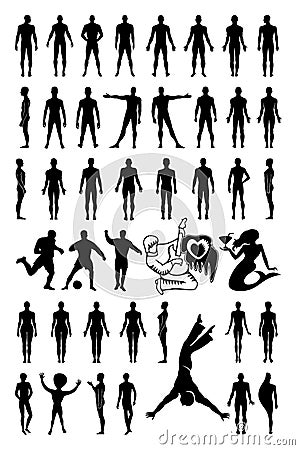 Man woman set silhouettes Vector Illustration