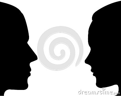 Man and woman silhouette face Cartoon Illustration