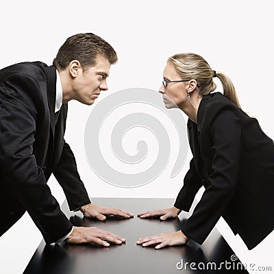 Man and woman staring Stock Photo