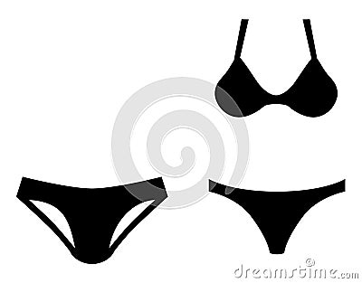 Man and woman swim wear icon symbol. Short briefs for man, and bikini for woman. Vector Illustration