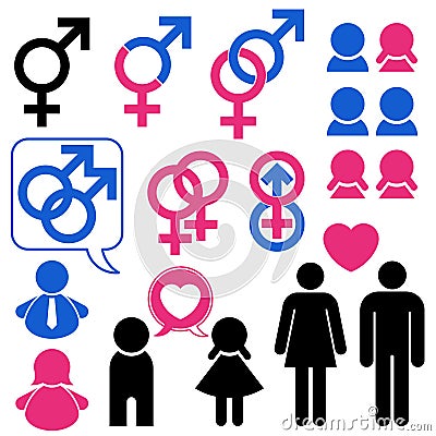 Man and woman symbol set relationship Vector Illustration