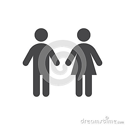 Man and woman toilet black vector icon Vector Illustration