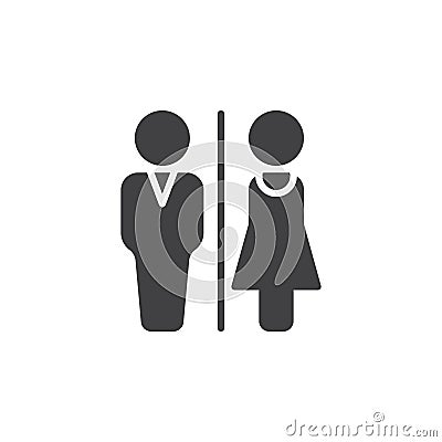 Man and Woman toilet icon vector, filled flat sign, solid pictogram isolated on white. Vector Illustration