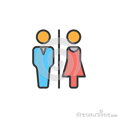 Man and Woman toilet line icon, filled outline vector sign, linear colorful pictogram isolated on white. Vector Illustration