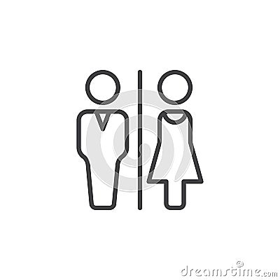 Man and Woman toilet line icon, outline vector sign, linear pictogram isolated on white. Vector Illustration