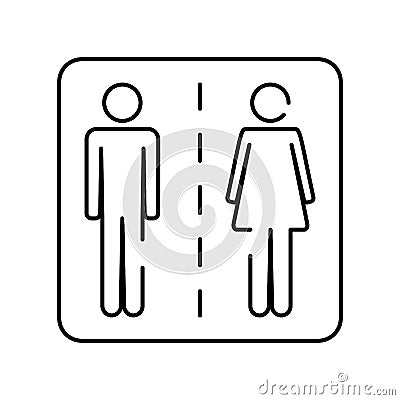 Man and Woman toilet line icon, outline vector sign, linear pictogram isolated on white. WC, Water closet symbol, logo Vector Illustration