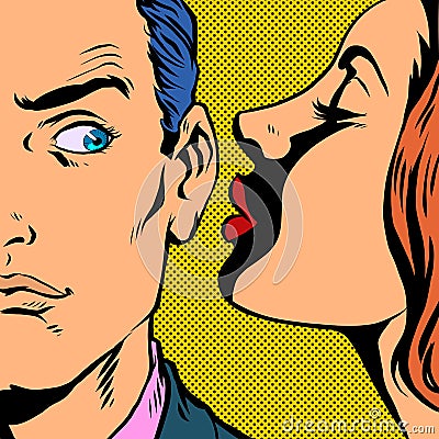 Man and woman whispering a secret Vector Illustration