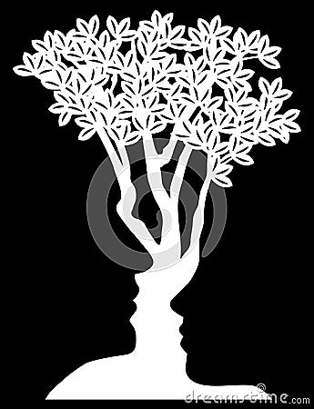 Optical Illusion Tree Faces Concept Vector Illustration