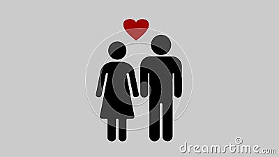 Man and Women in Love. Heart Shape Animation. Heartbeat. Valentine`s Day -  Holiday. Greeting Card Stock Footage - Video of background, beat: 183827776