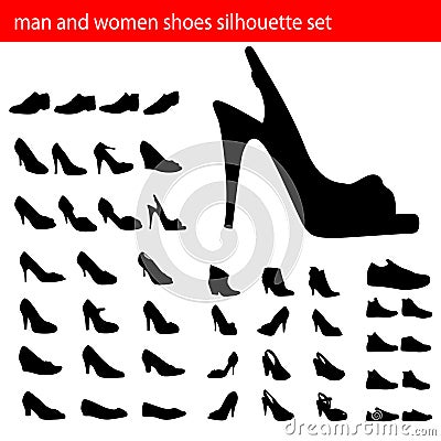 Man and women shoes silhouette Vector Illustration