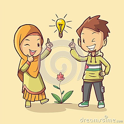 Man and women shows gesture of a great idea Cartoon Illustration