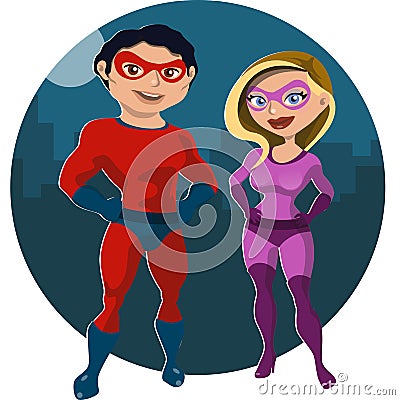 Man and women superheroes Stock Photo