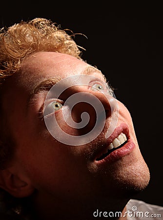 Man in wonder Stock Photo