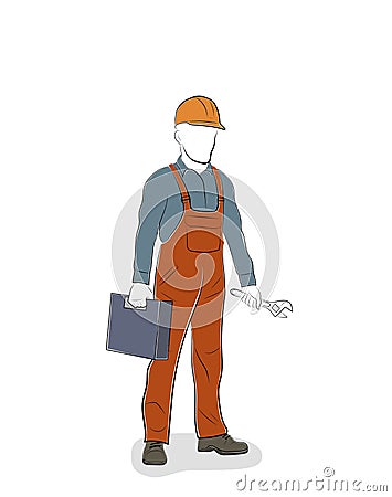 A man in work clothes. working. repair service. vector illustration. Vector Illustration