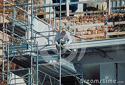 Man at work, worker, bricklayer Stock Photo