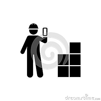 Man, worker, phone, box icon. Element of manufacturing icon. Premium quality graphic design icon. Signs and symbols collection Stock Photo