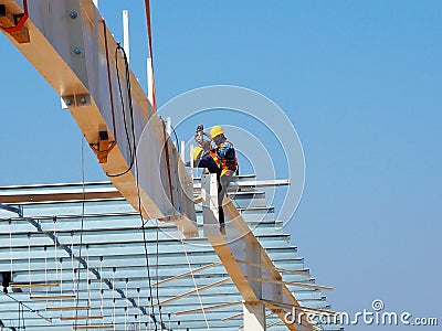 Man Working on the Working at height Stock Photo