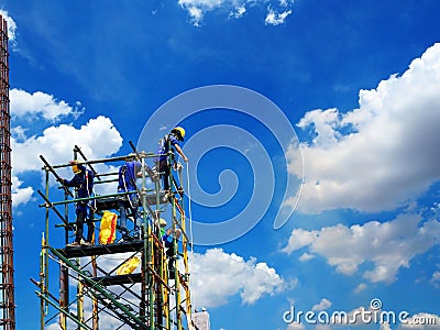 Man Working on the Working at height Stock Photo