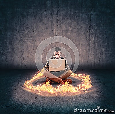 Circle of flame Stock Photo