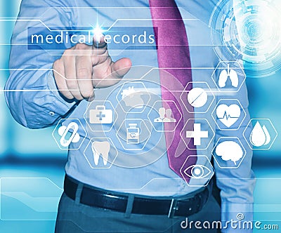 Man working with medical records Stock Photo