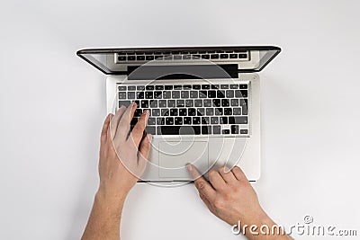 Man working in modern office. Top view Stock Photo