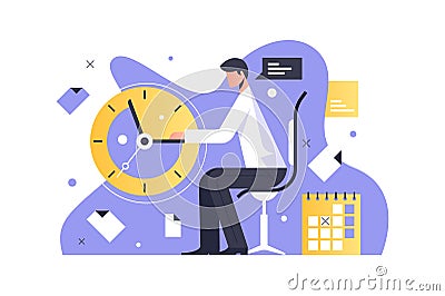 Man working in office Vector Illustration