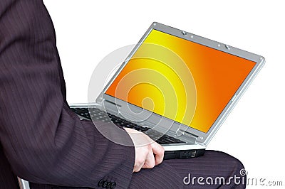 Man working with portable computer Stock Photo