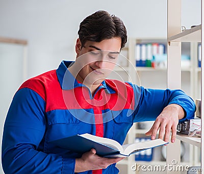 Man working in the postal warehouse Stock Photo