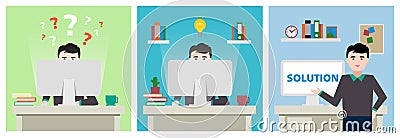 Man at workplace. Vector Illustration