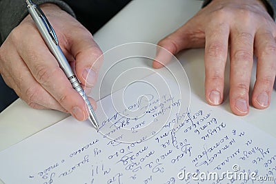 Man write letter Stock Photo