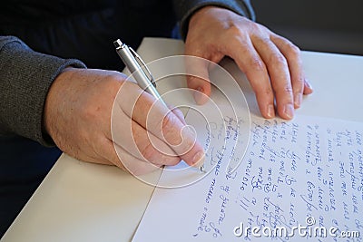 Man write letter Stock Photo