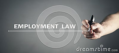 Man writing Employment Law in screen Stock Photo