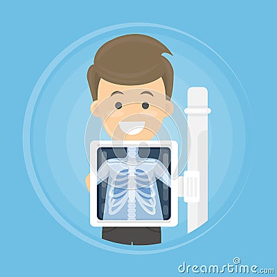 Man with x ray. Vector Illustration