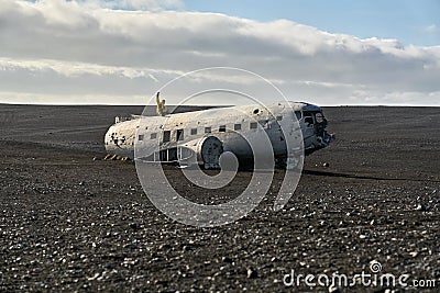Plane wreckage in Iceland Stock Photo